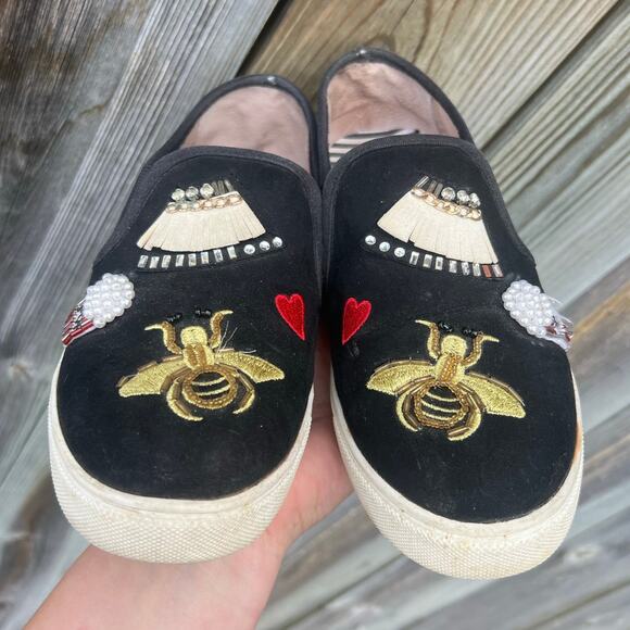 Betsey Johnson Cooper Embellished Black Slip-On Sneakers 7.5M - Picture 6 of 10